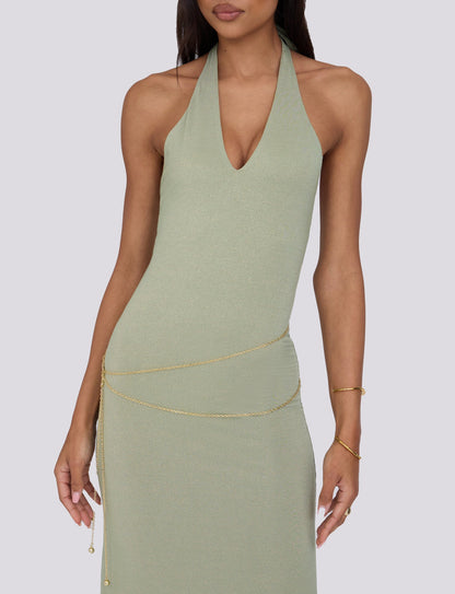 OPELI MAXI DRESS - GREEN SPARKLE