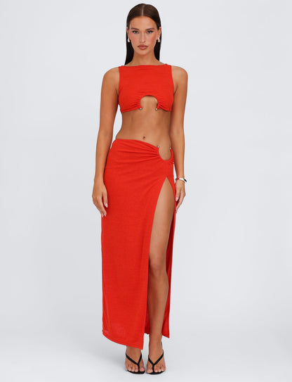 PAXTON SKIRT - RED : OMBRE