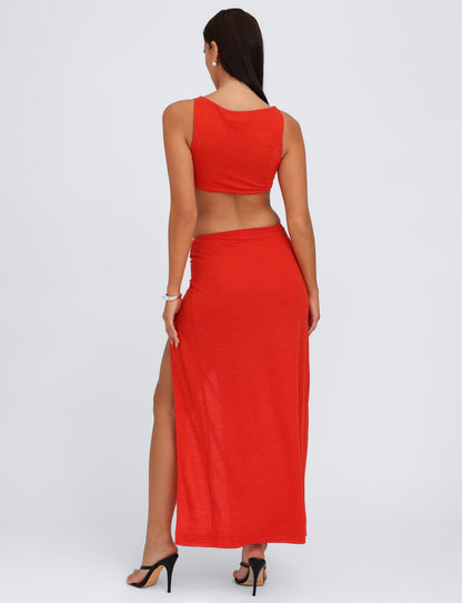 PAXTON SKIRT - RED : OMBRE