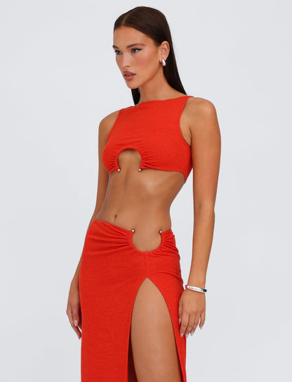 PAXTON TOP - RED : OMBRE