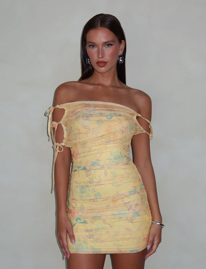 KERR DRESS - YELLOW : DELICATE FLORAL