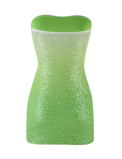 LYKA DRESS - GREEN : OMBRE : SEQUIN