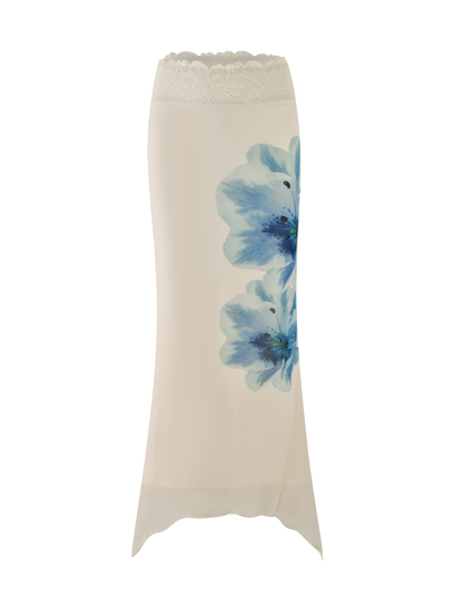 LILLIAN SKIRT - WHITE : CREAM: FLORAL