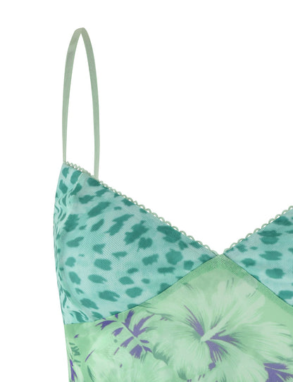 SAIGE TOP - GREEN : FLORAL : ANIMAL