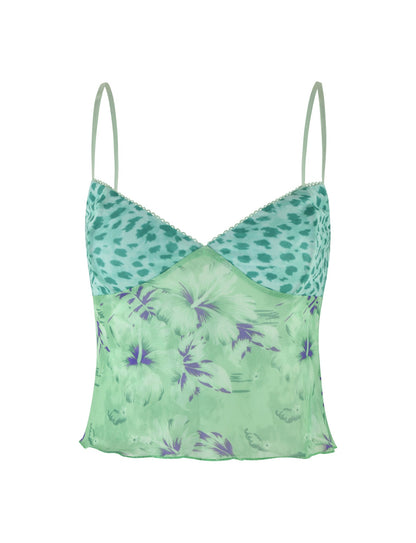 SAIGE TOP - GREEN : FLORAL : ANIMAL