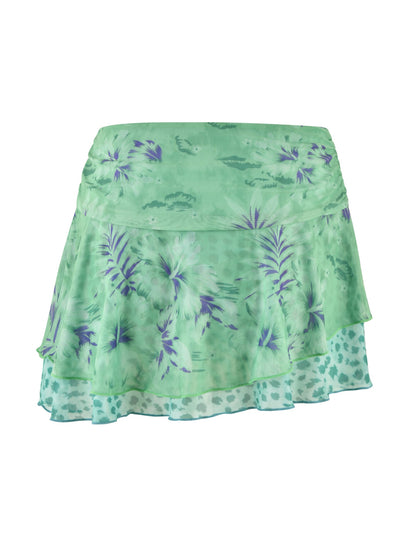 SAIGE SKIRT - GREEN : FLORAL : ANIMAL