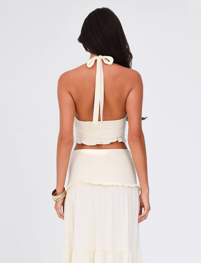 KATYA HALTER TOP - WHITE : CREAM