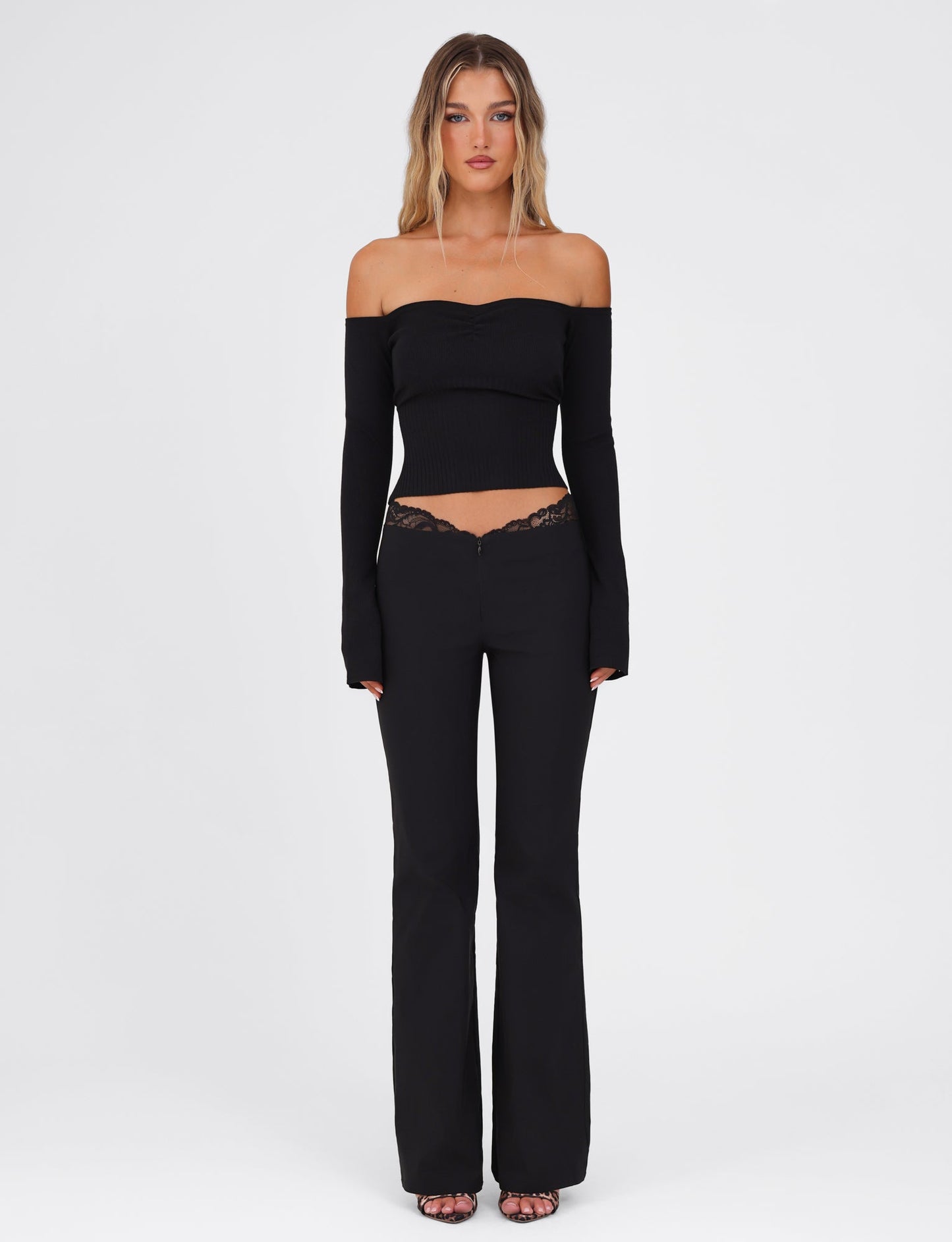 LILYANNA LONG SLEEVE TOP - BLACK
