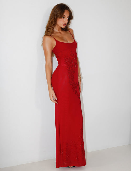 OCTAVIA MAXI DRESS - RED : CHERRY RED