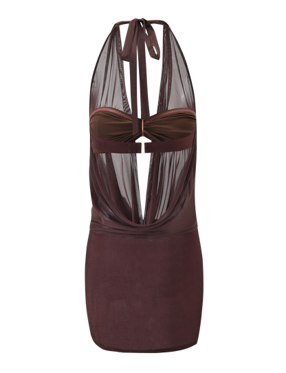 MAKENA TWO-PIECE DRESS - CHOCOLATE