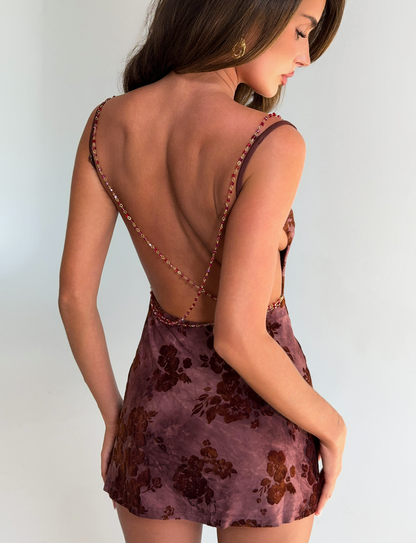 SPARROW MINI DRESS - CHOCOLATE BURNOUT
