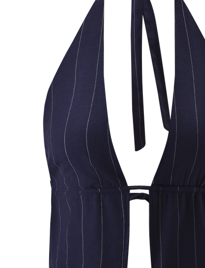 LAINEY TOP - NAVY PINSTRIPE