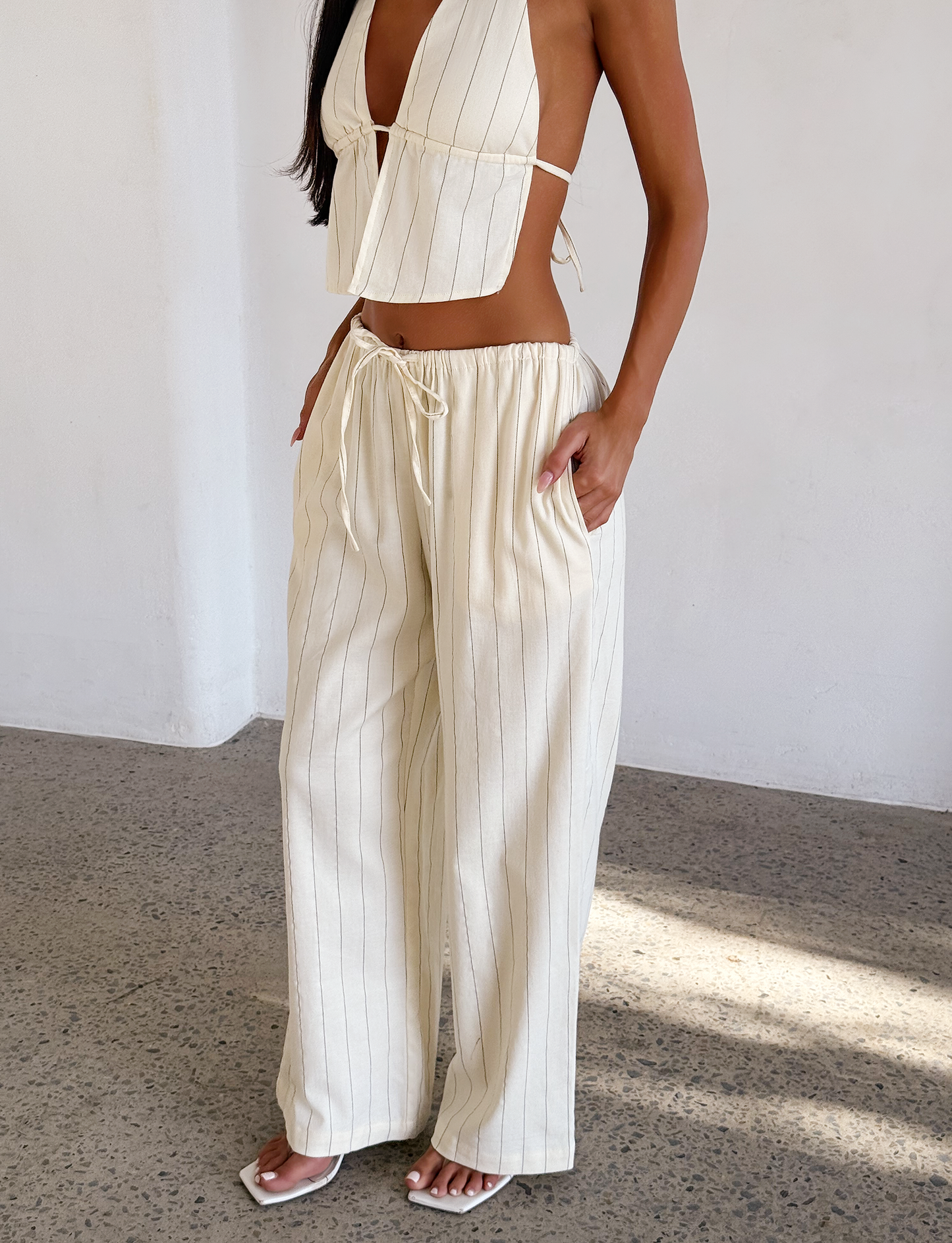 LAINEY PANT - BEIGE STRIPE