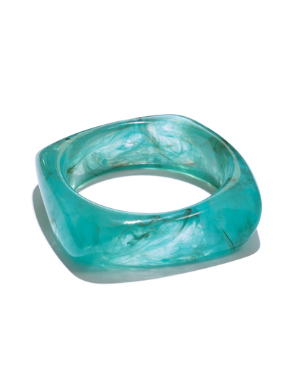 TIA CHUNKY 2PC RESIN BANGLE SET - CREAM AND BLUE RESIN