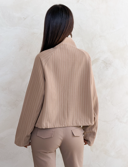 LENNEX JACKET - TAN PINSTRIPE