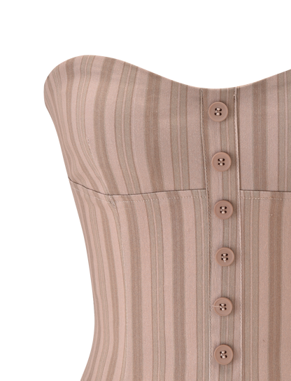 KITTIE STRAPLESS CORSET - TAUPE STRIPE