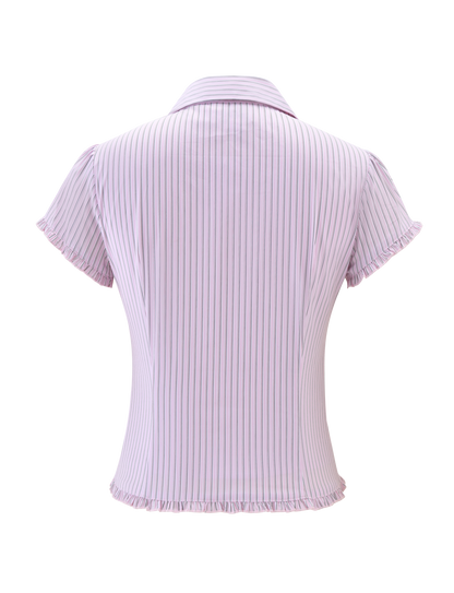 VALERIE SHORT SLEEVE SHIRT - PINK STRIPE