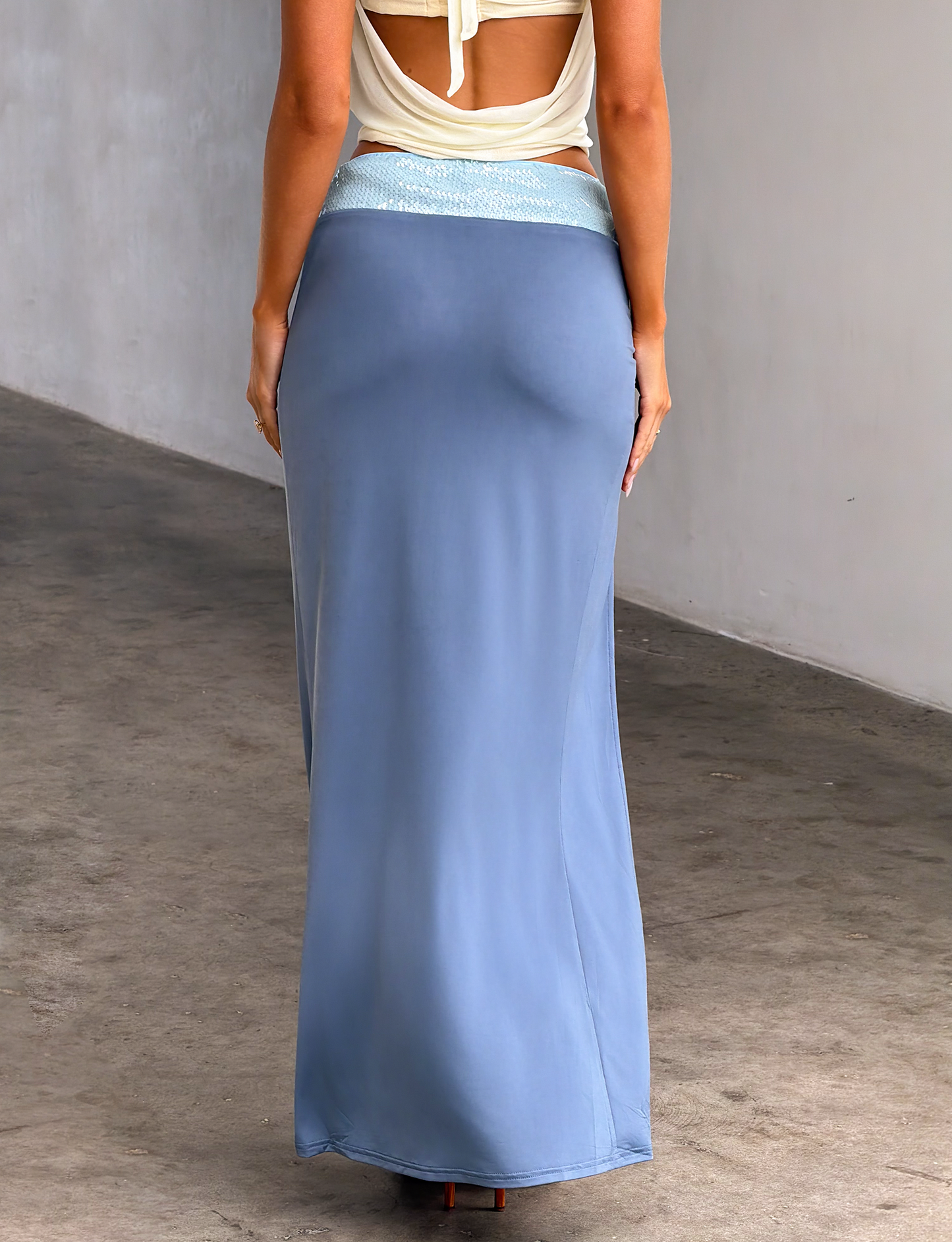 THARA MAXI SKIRT - SLATE BLUE