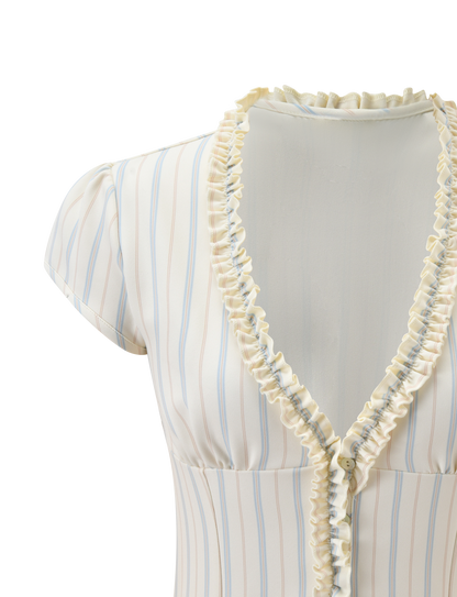 VALERIE RUFFLE TOP - STRIPE