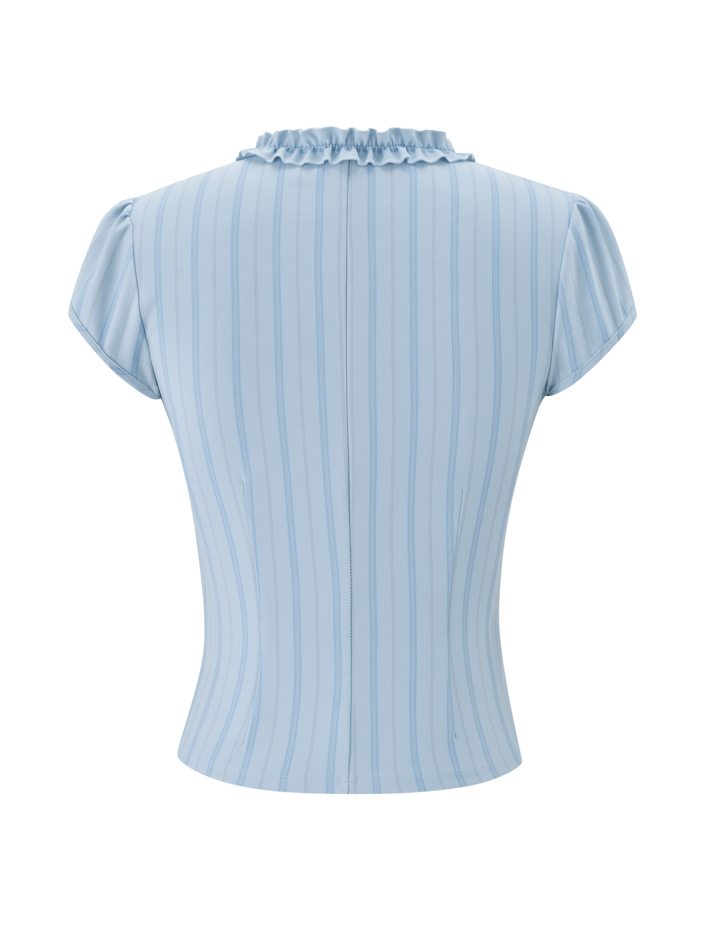 VALERIE RUFFLE TOP - BLUE STRIPE