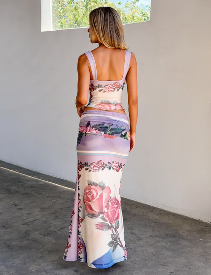 RAFFIE MAXI SKIRT - POSTCARD FLORAL