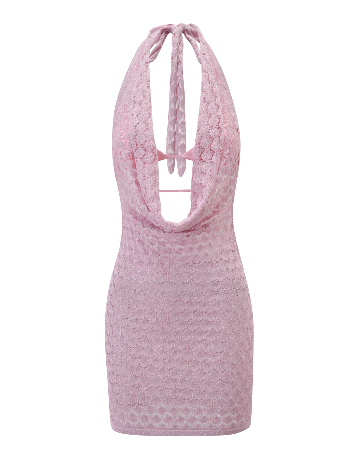 MAKENZIE CROCHET MINI DRESS - SHIMMER PINK