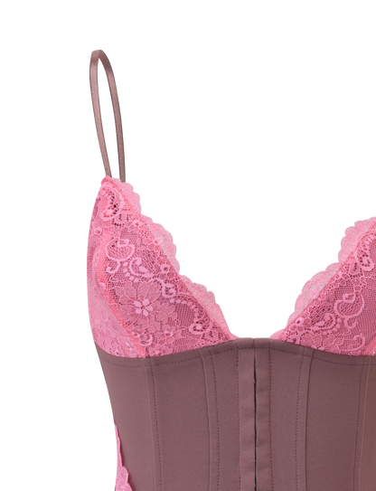 MARGARITA LACE TRIANGLE CORSET - BROWN