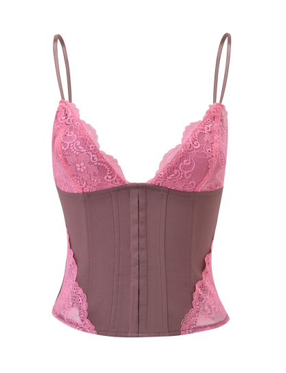 MARGARITA LACE TRIANGLE CORSET - BROWN