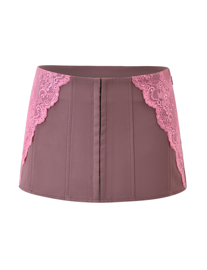 MARGARITA LACE MINI SKIRT - BROWN