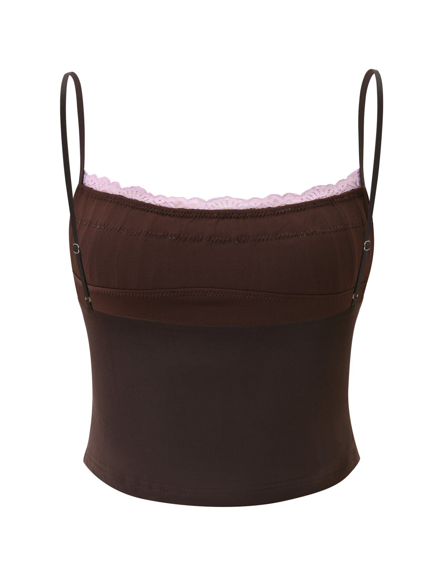 PARISA LACE RUCHED CAMI - BROWN AND LILAC