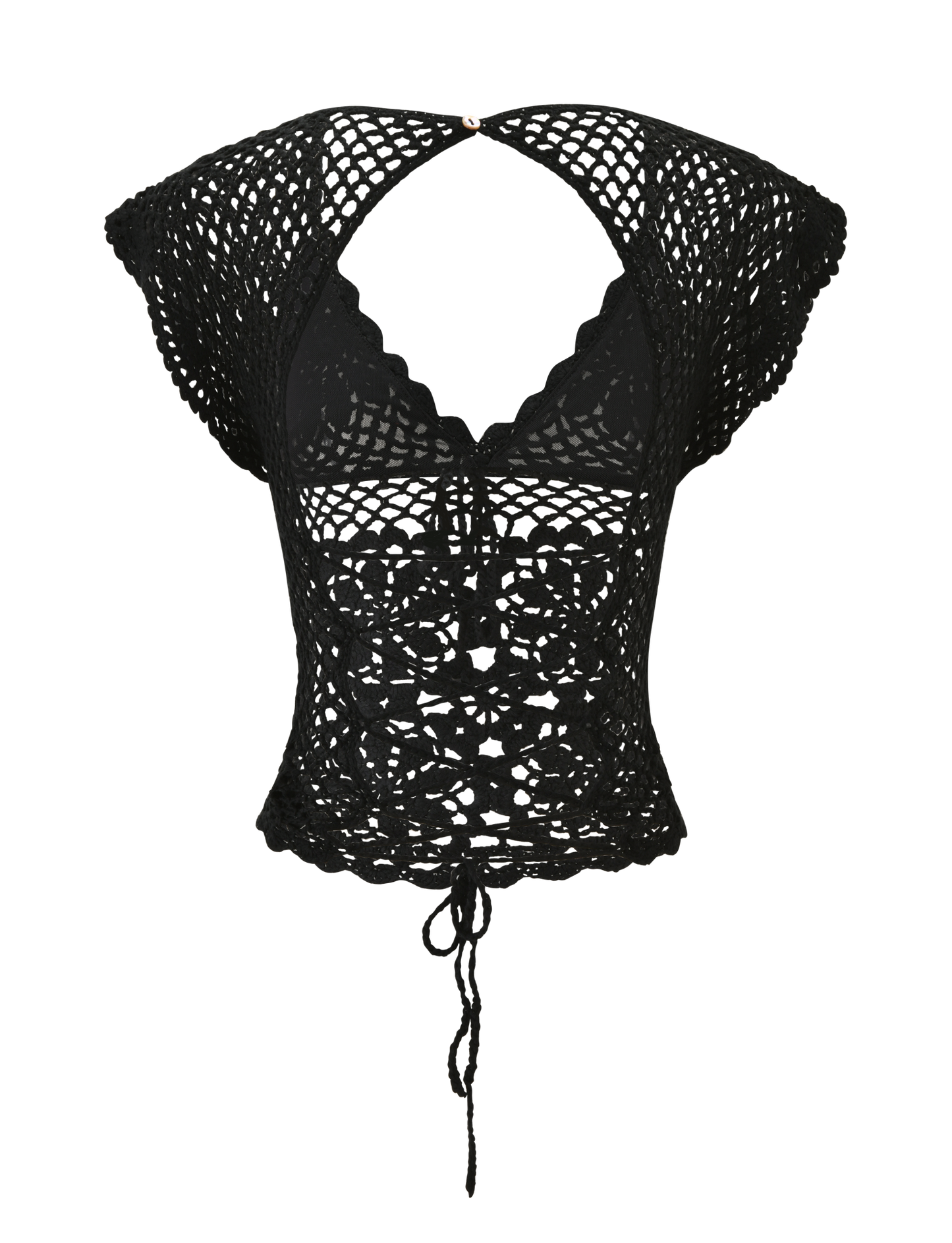 SASHA CROCHET TOP - BLACK