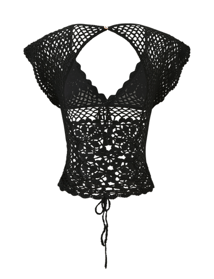 SASHA CROCHET TOP - BLACK