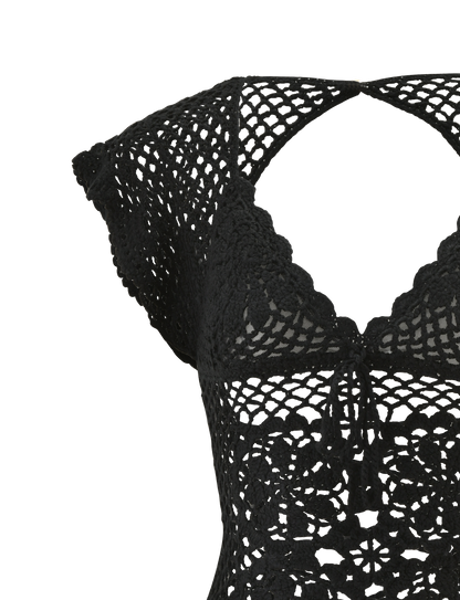 SASHA CROCHET TOP - BLACK