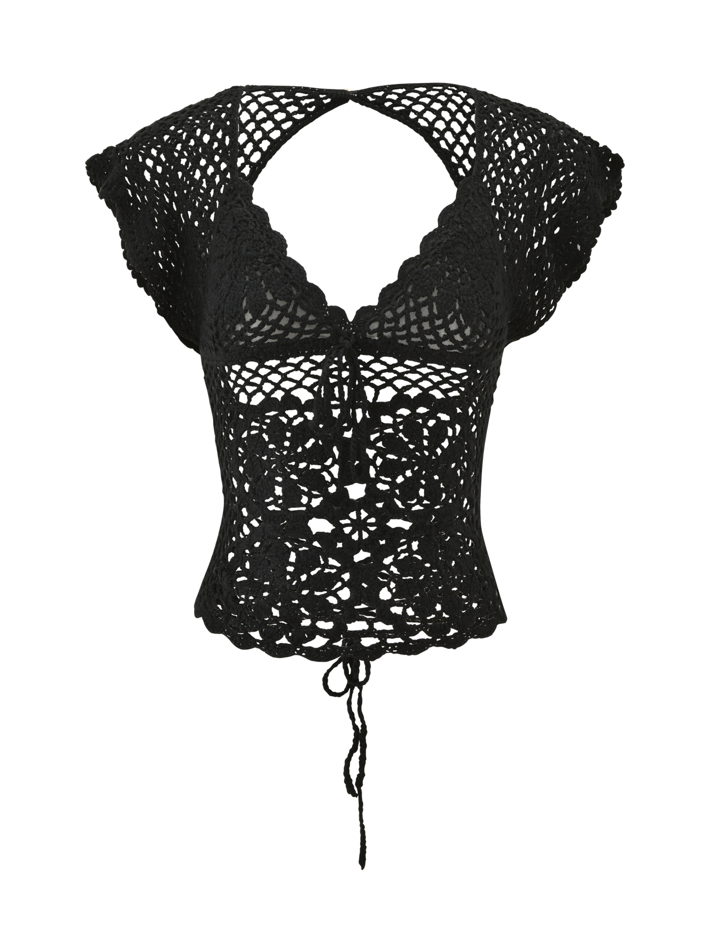 SASHA CROCHET TOP - BLACK