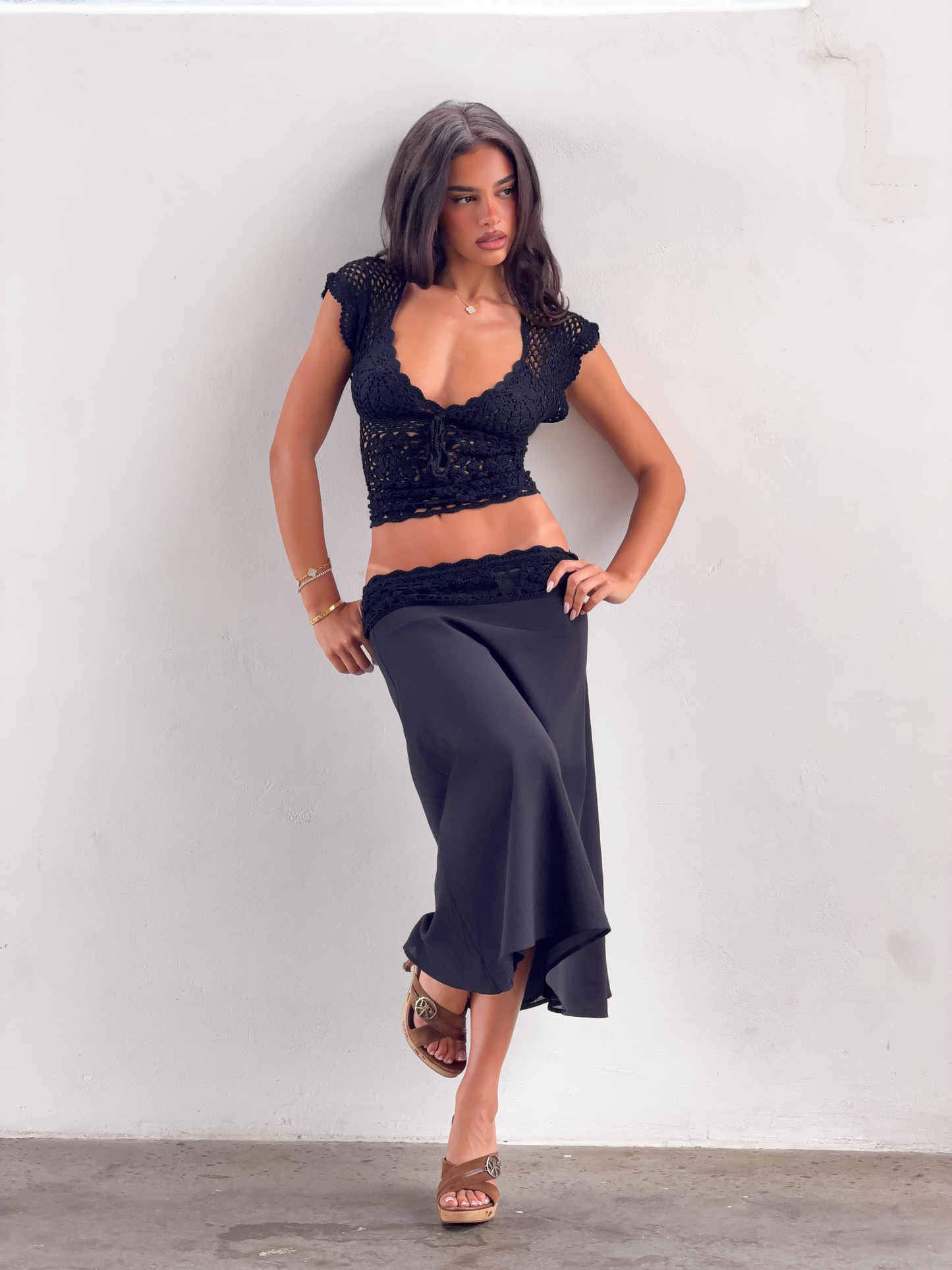 SASHA CROCHET TOP - BLACK