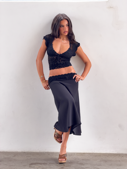 SASHA CROCHET TOP - BLACK