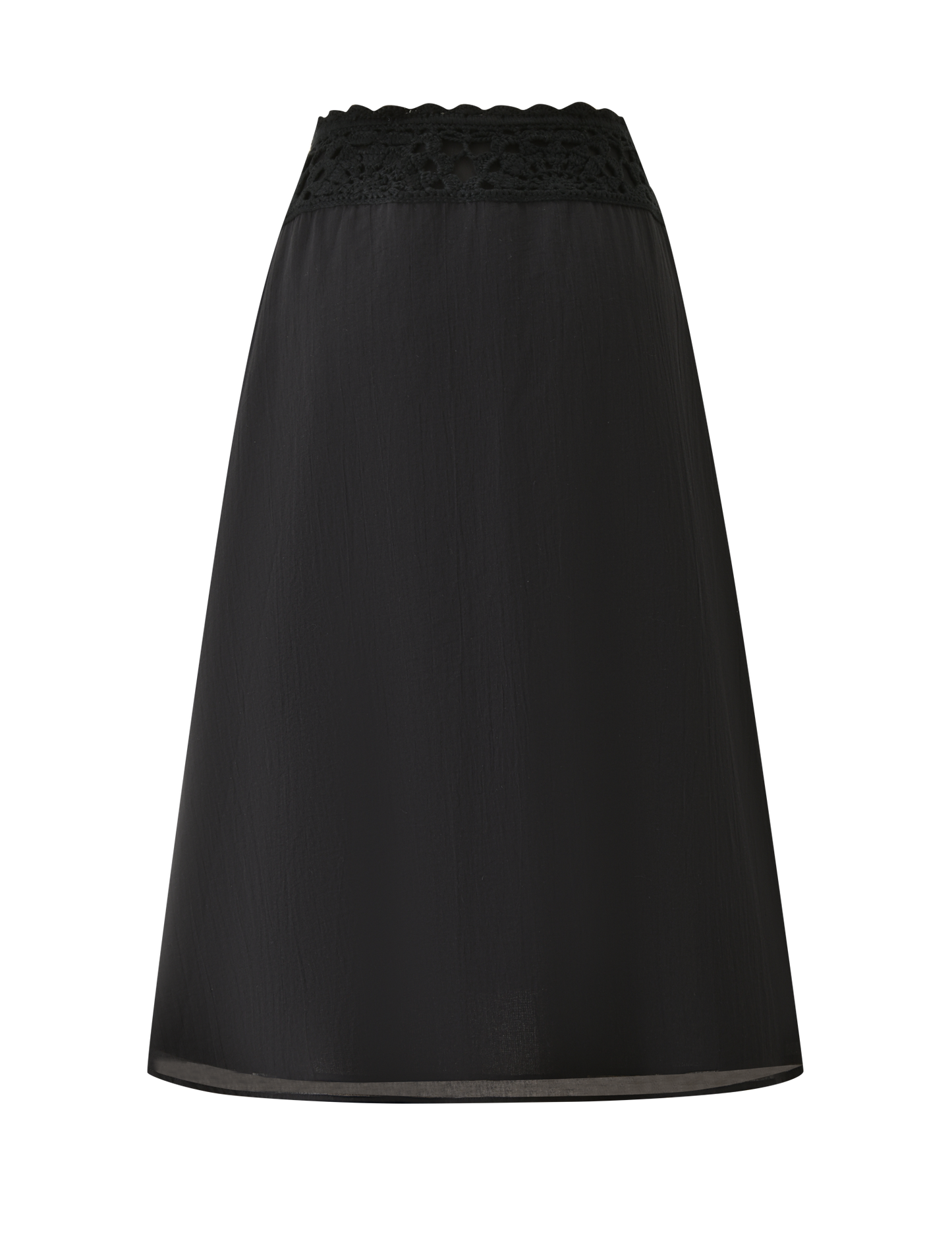 SASHA CROCHET MIDI SKIRT - BLACK