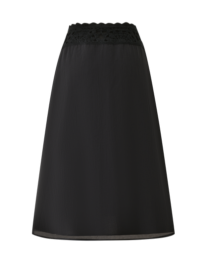 SASHA CROCHET MIDI SKIRT - BLACK