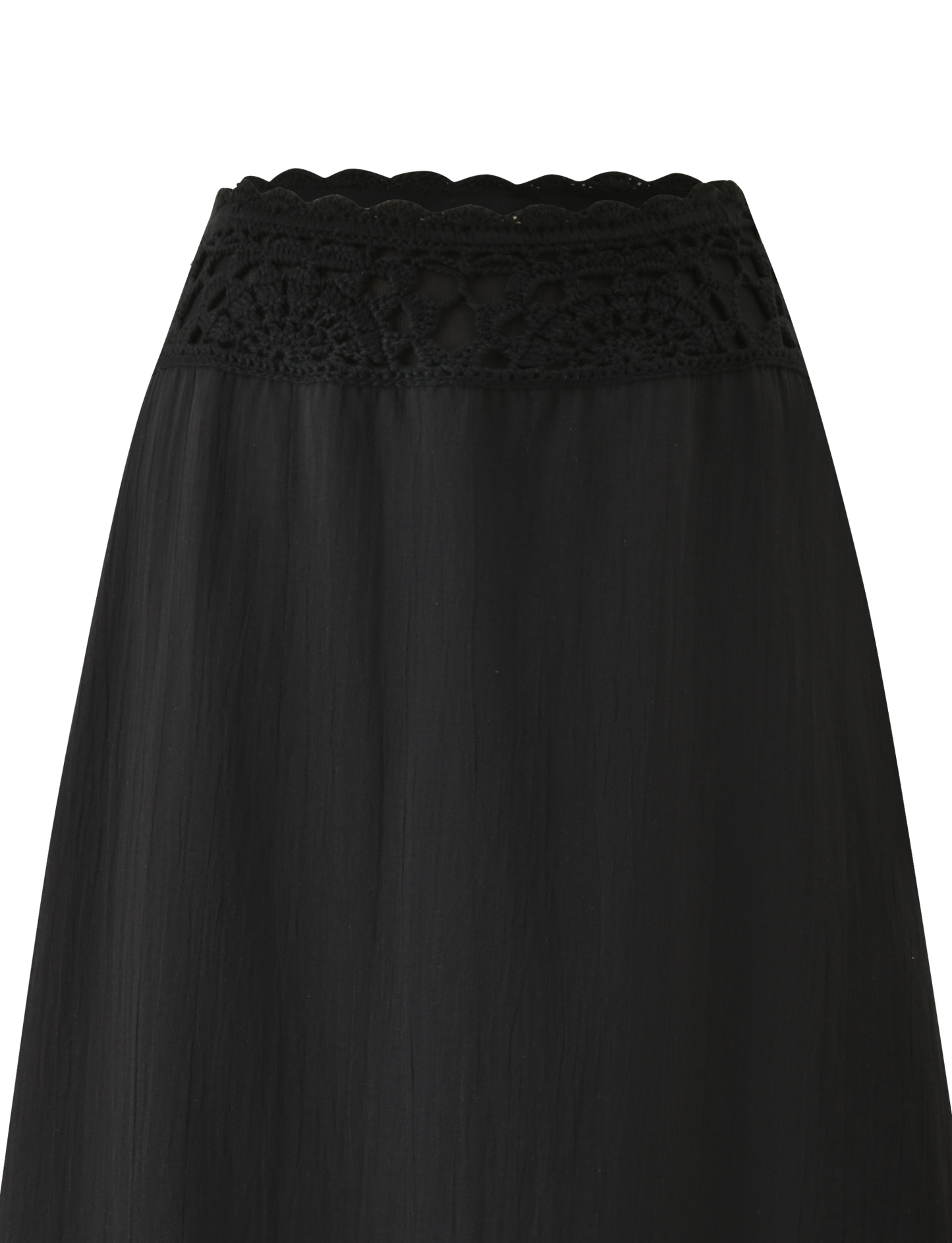 SASHA CROCHET MIDI SKIRT - BLACK