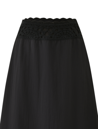 SASHA CROCHET MIDI SKIRT - BLACK