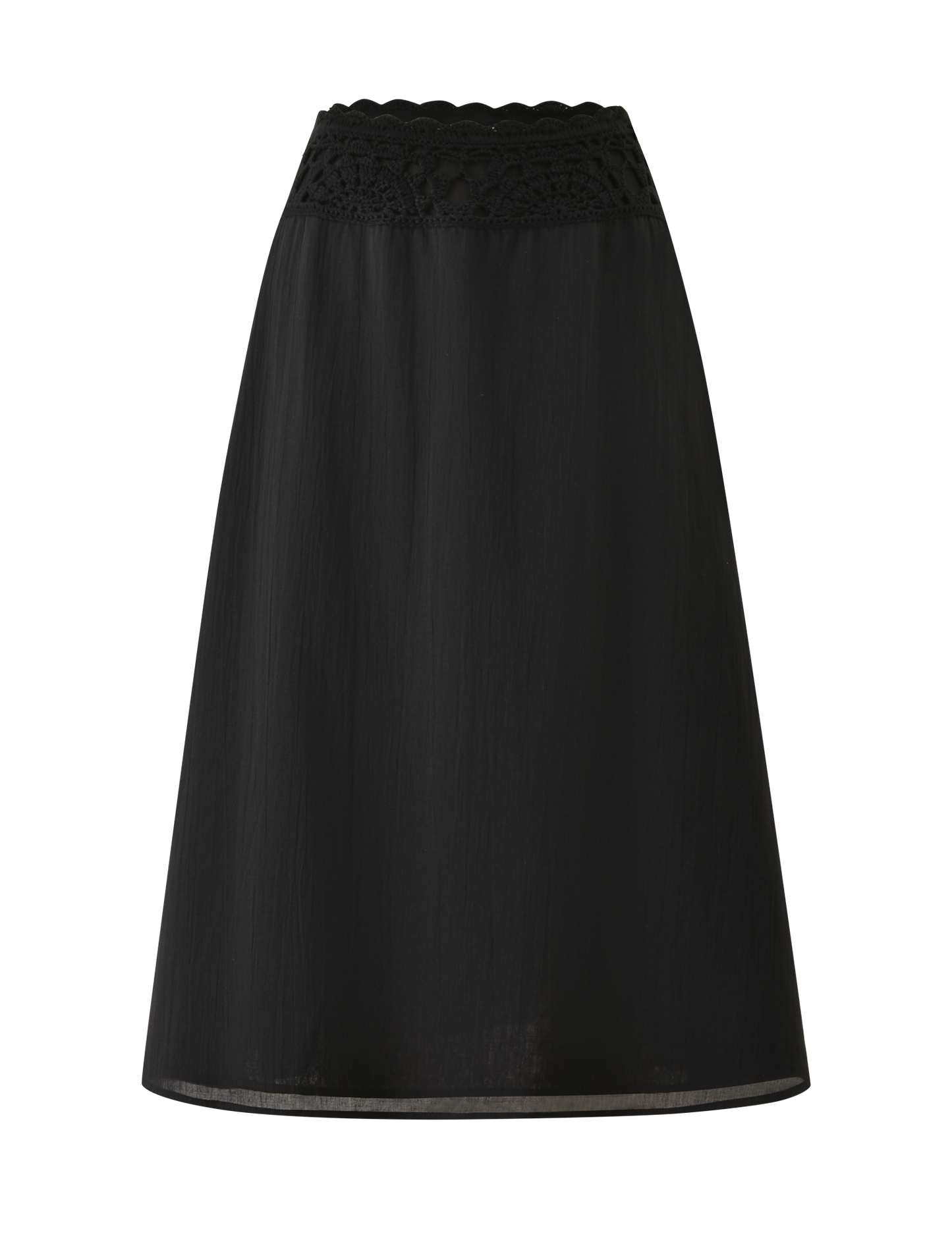 SASHA CROCHET MIDI SKIRT - BLACK