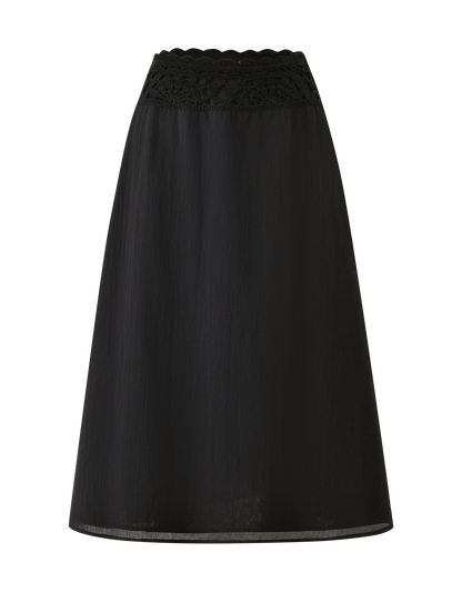 SASHA CROCHET MIDI SKIRT - BLACK