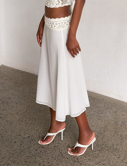 SASHA CROCHET MIDI SKIRT - IVORY