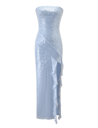THEO SEQUIN MAXI DRESS - SOFT BLUE