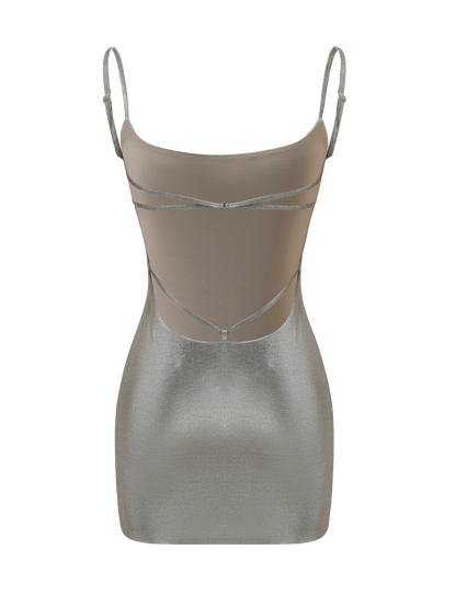 MINERVA MINI DRESS 2.0 - LIQUID SILVER