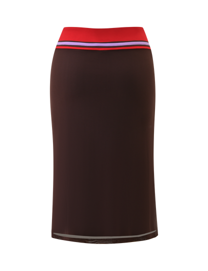 SERAH DIAMANTE MIDI SKIRT - CHOCOLATE