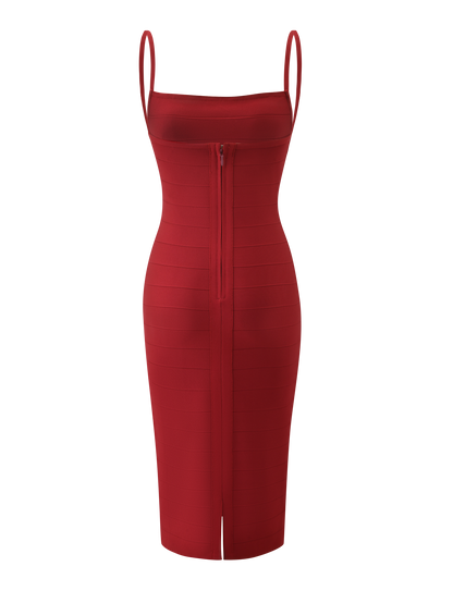 MIDORI MIDI BANDAGE DRESS - CHERRY