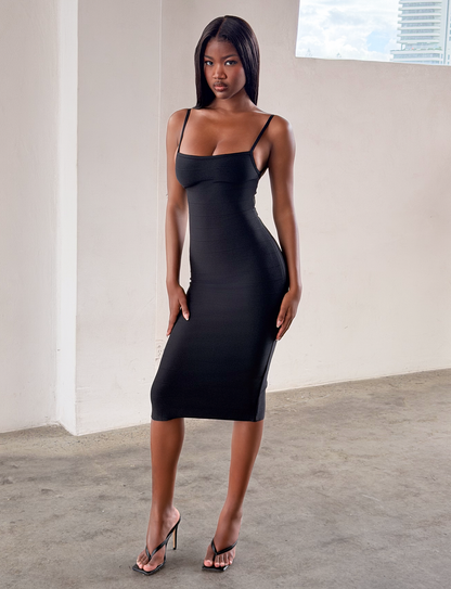 MIDORI MIDI BANDAGE DRESS - BLACK