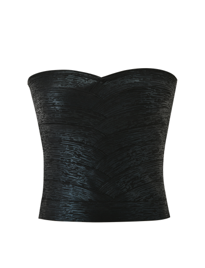 NIYA METALLIC BANDAGE TOP - BLACK