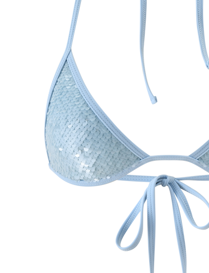 SOLAS SEQUIN BIKINI TOP - SKY BLUE